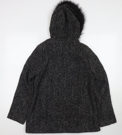 Womens UK Size 12 New Look Black Overcoat