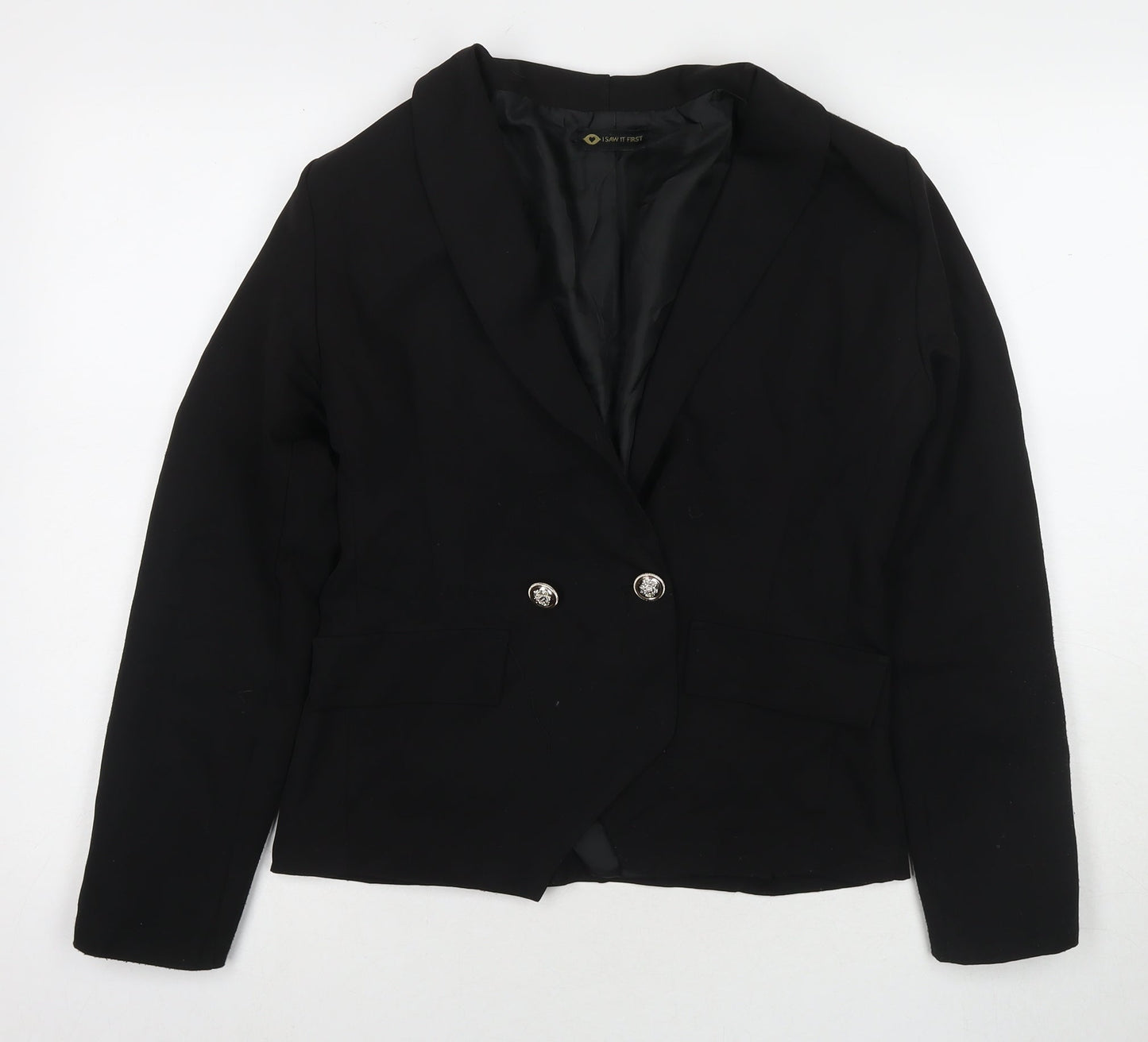 I SAW IT FIRST Womens Black Jacket Blazer Size 8 Button