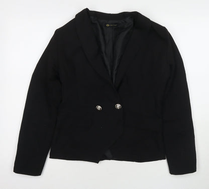 I SAW IT FIRST Womens Black Jacket Blazer Size 8 Button