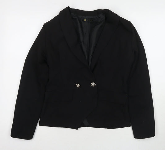 I SAW IT FIRST Womens Black Jacket Blazer Size 8 Button