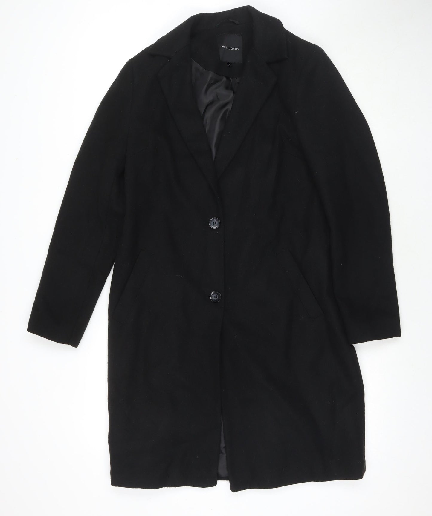 Womens UK Size 8 New Look Black Overcoat