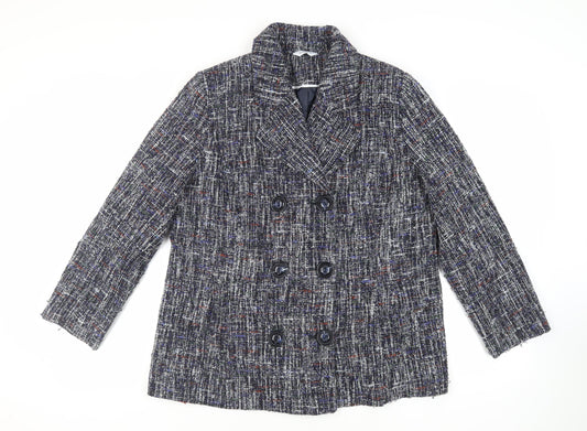 Classics Womens Blue Pea Coat Coat Size 18 Button