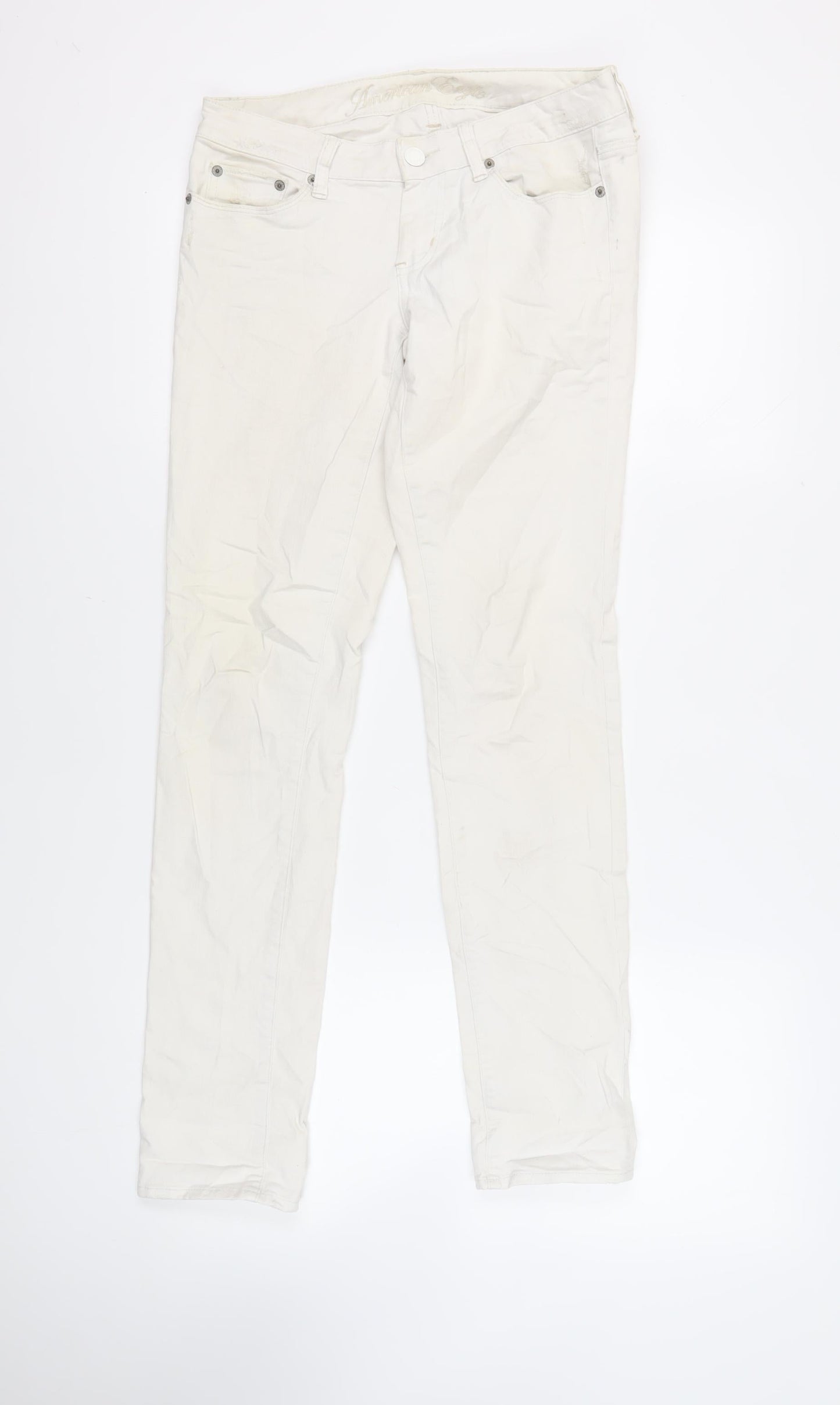 American Eagle Womens Ivory Cotton Skinny Jeans Size 30 in L31 in Regular Zip