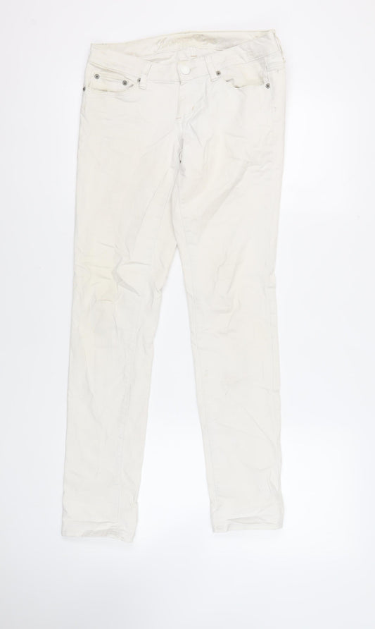 American Eagle Womens Ivory Cotton Skinny Jeans Size 30 in L31 in Regular Zip