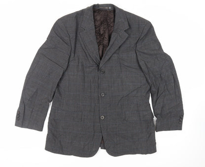 Woodhouse Mens Grey Plaid Wool Jacket Suit Jacket Size 40 Regular