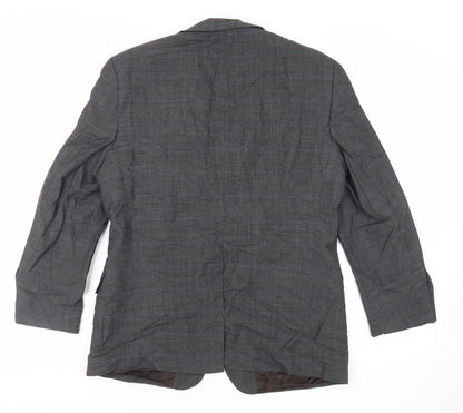 Woodhouse Mens Grey Plaid Wool Jacket Suit Jacket Size 40 Regular