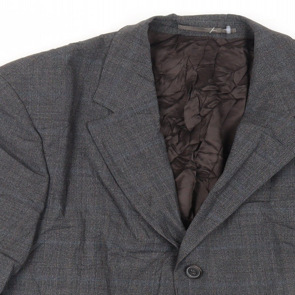 Woodhouse Mens Grey Plaid Wool Jacket Suit Jacket Size 40 Regular