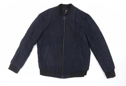 Mens UK Size M H&M Blue Bomber Jacket