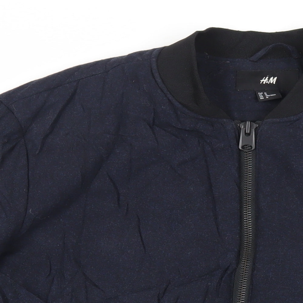 Mens UK Size M H&M Blue Bomber Jacket