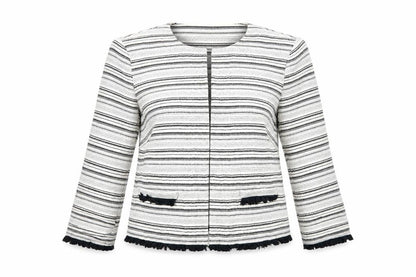 Marks & Spencer Womens White Striped Jacket Blazer Size 12 - Open