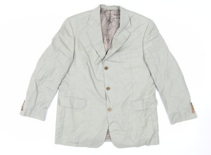 Atelier Torino Mens Green Geometric Wool Jacket Suit Jacket Size 40 Regular