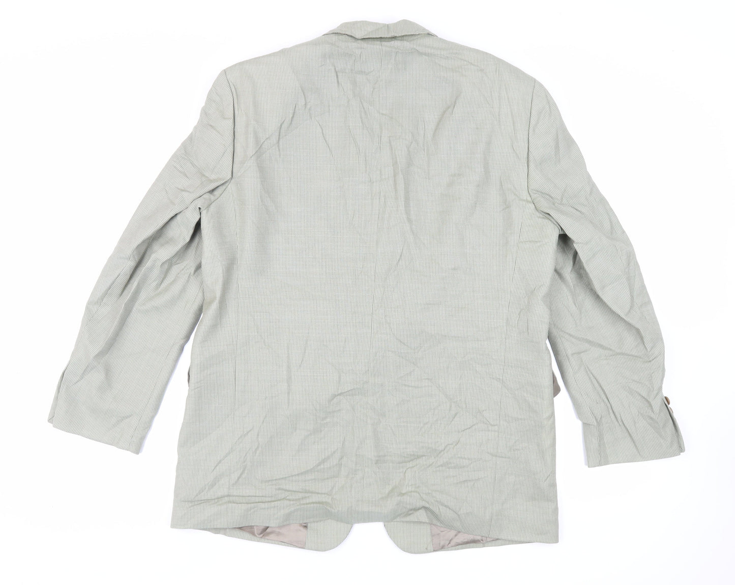 Atelier Torino Mens Green Geometric Wool Jacket Suit Jacket Size 40 Regular