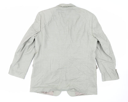 Atelier Torino Mens Green Geometric Wool Jacket Suit Jacket Size 40 Regular