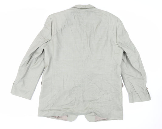 Atelier Torino Mens Green Geometric Wool Jacket Suit Jacket Size 40 Regular