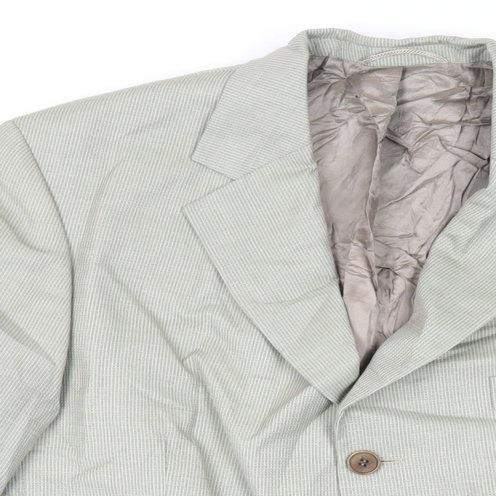 Atelier Torino Mens Green Geometric Wool Jacket Suit Jacket Size 40 Regular