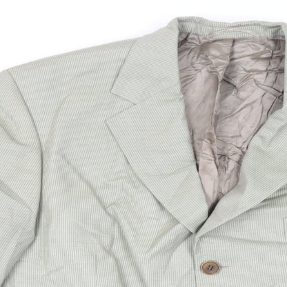 Atelier Torino Mens Green Geometric Wool Jacket Suit Jacket Size 40 Regular