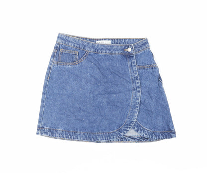 Womens UK Size 10 Denim & Co. Wrap Denim Skirt