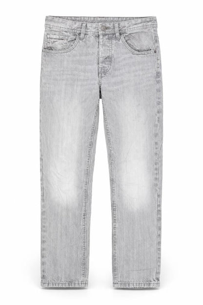 Easy Mens Grey Cotton Straight Jeans Size 30 in L29 in Slim Button