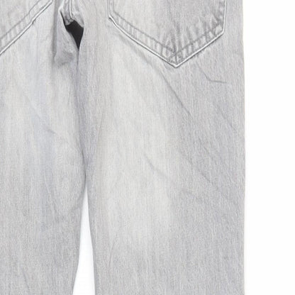 Easy Mens Grey Cotton Straight Jeans Size 30 in L29 in Slim Button