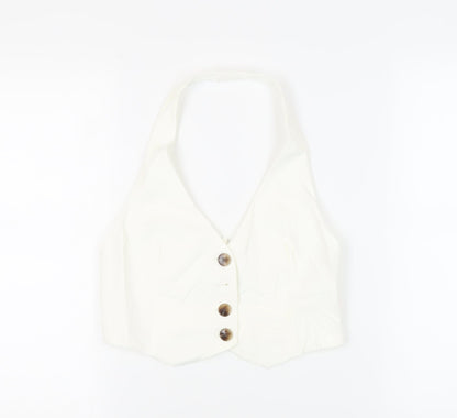 Zara Womens White Jacket Waistcoat Size XS Button