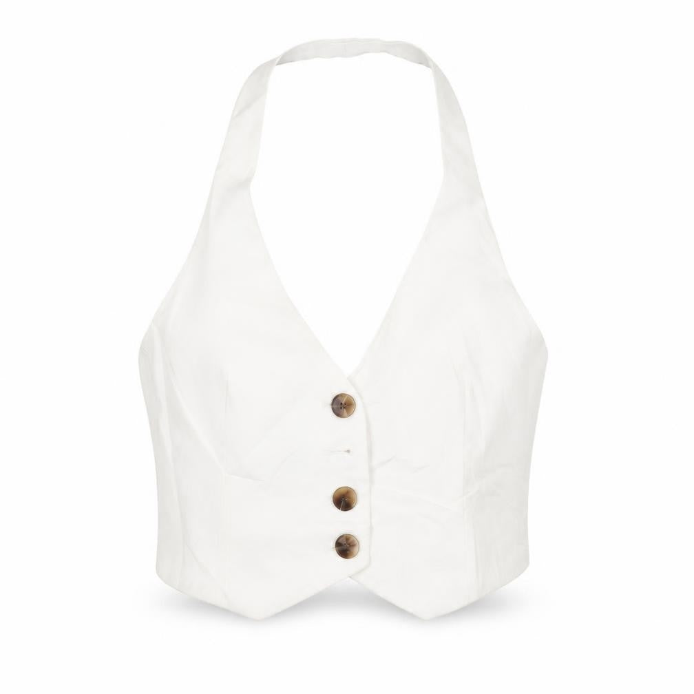 Zara Womens White Jacket Waistcoat Size XS Button