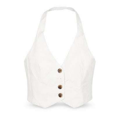 Zara Womens White Jacket Waistcoat Size XS Button
