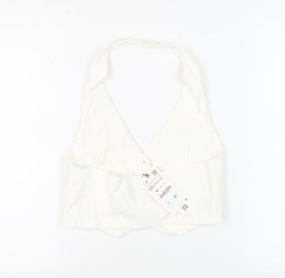 Zara Womens White Jacket Waistcoat Size XS Button