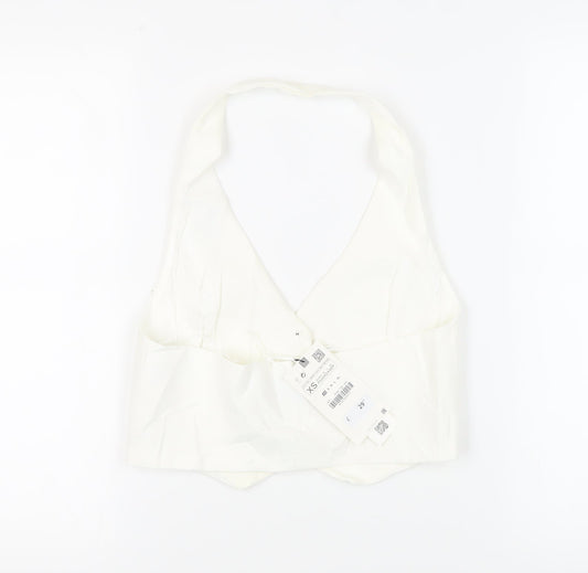 Zara Womens White Jacket Waistcoat Size XS Button