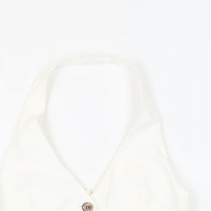 Zara Womens White Jacket Waistcoat Size XS Button