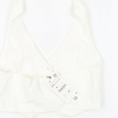 Zara Womens White Jacket Waistcoat Size XS Button