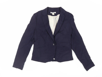 H&M Womens Blue Jacket Blazer Size 10 Button
