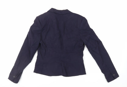 H&M Womens Blue Jacket Blazer Size 10 Button