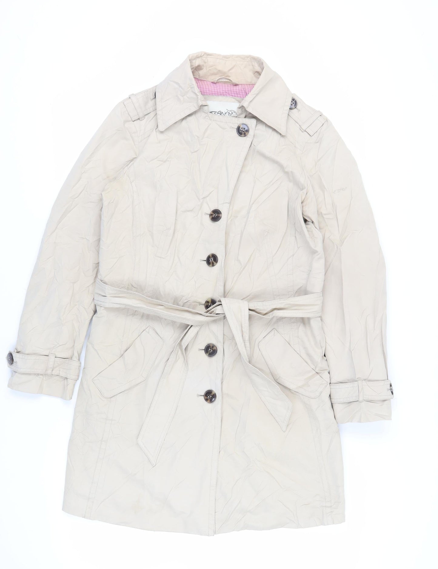 Esprit Womens Beige Trench Coat Coat Size 14 Button - Belted