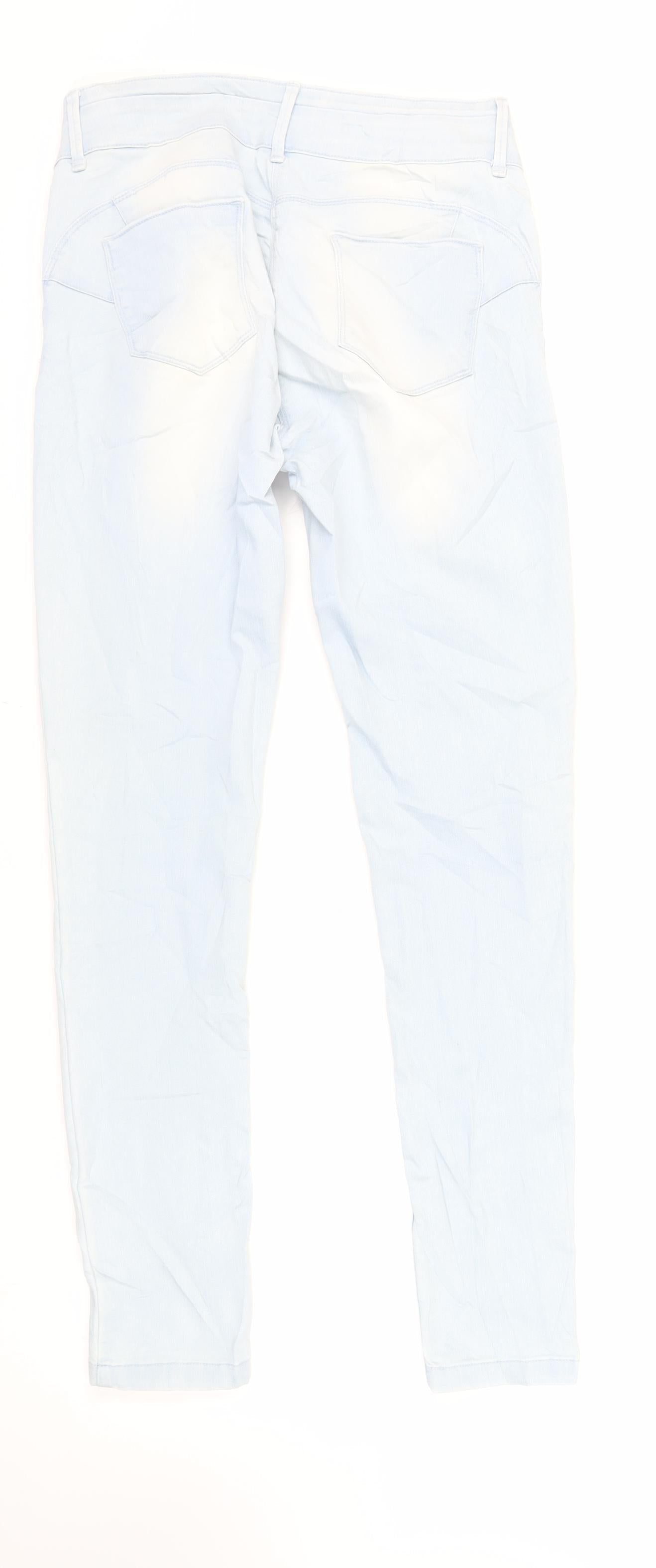 NEXT Womens Blue Cotton Skinny Jeans Size 12 L31 in Regular Zip