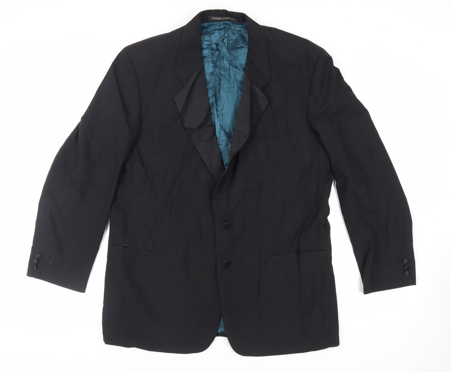 Mens UK Size 44 St Michael Regular Black Suit Tuxedo