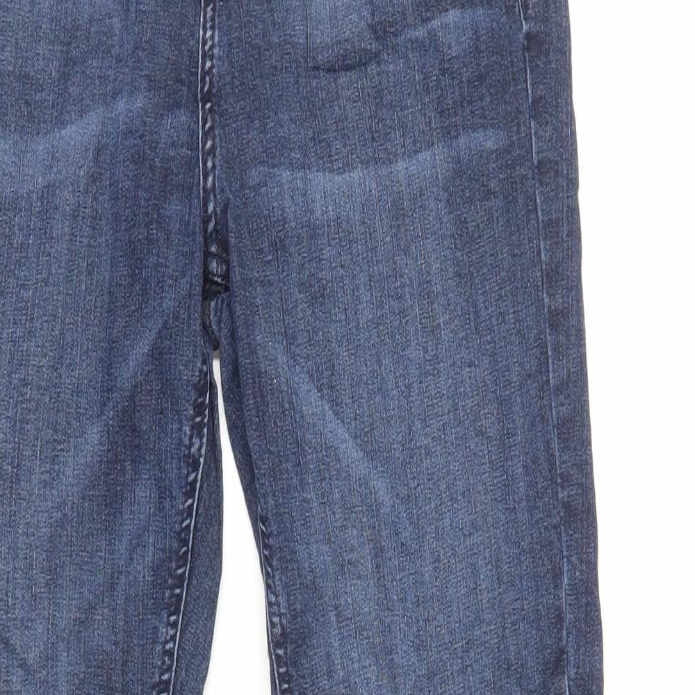 Topshop Womens Blue Cotton Skinny Jeans Size 30 in L32 in Regular Zip - Raw Hem