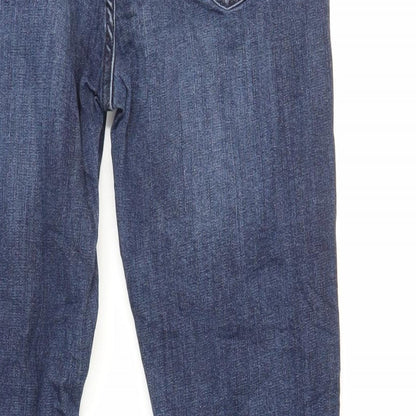 Topshop Womens Blue Cotton Skinny Jeans Size 30 in L32 in Regular Zip - Raw Hem