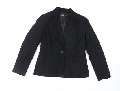 Zara Womens Black Jacket Blazer Size 10 Button