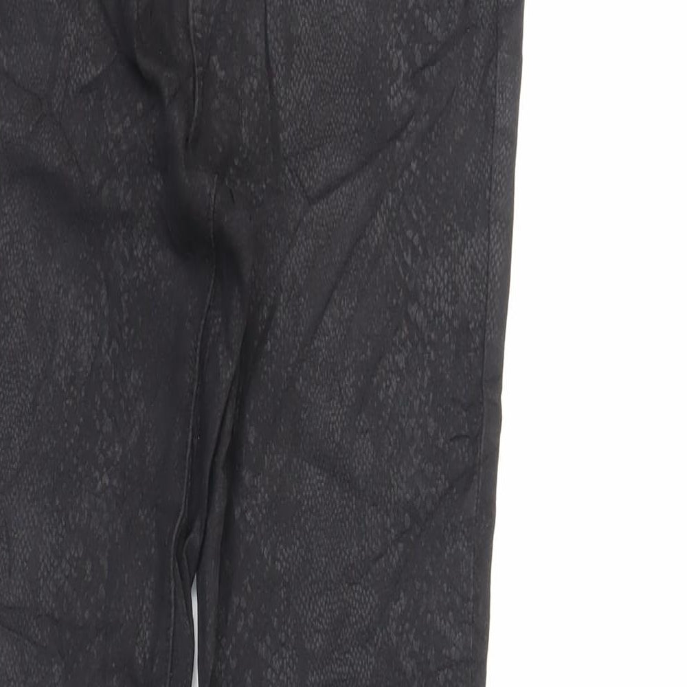 TU Womens Black Animal Print Cotton Skinny Jeans Size 10 L28 in Regular Zip - Coated