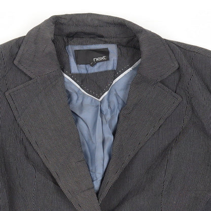 NEXT Womens Black Striped Jacket Blazer Size 10 Button