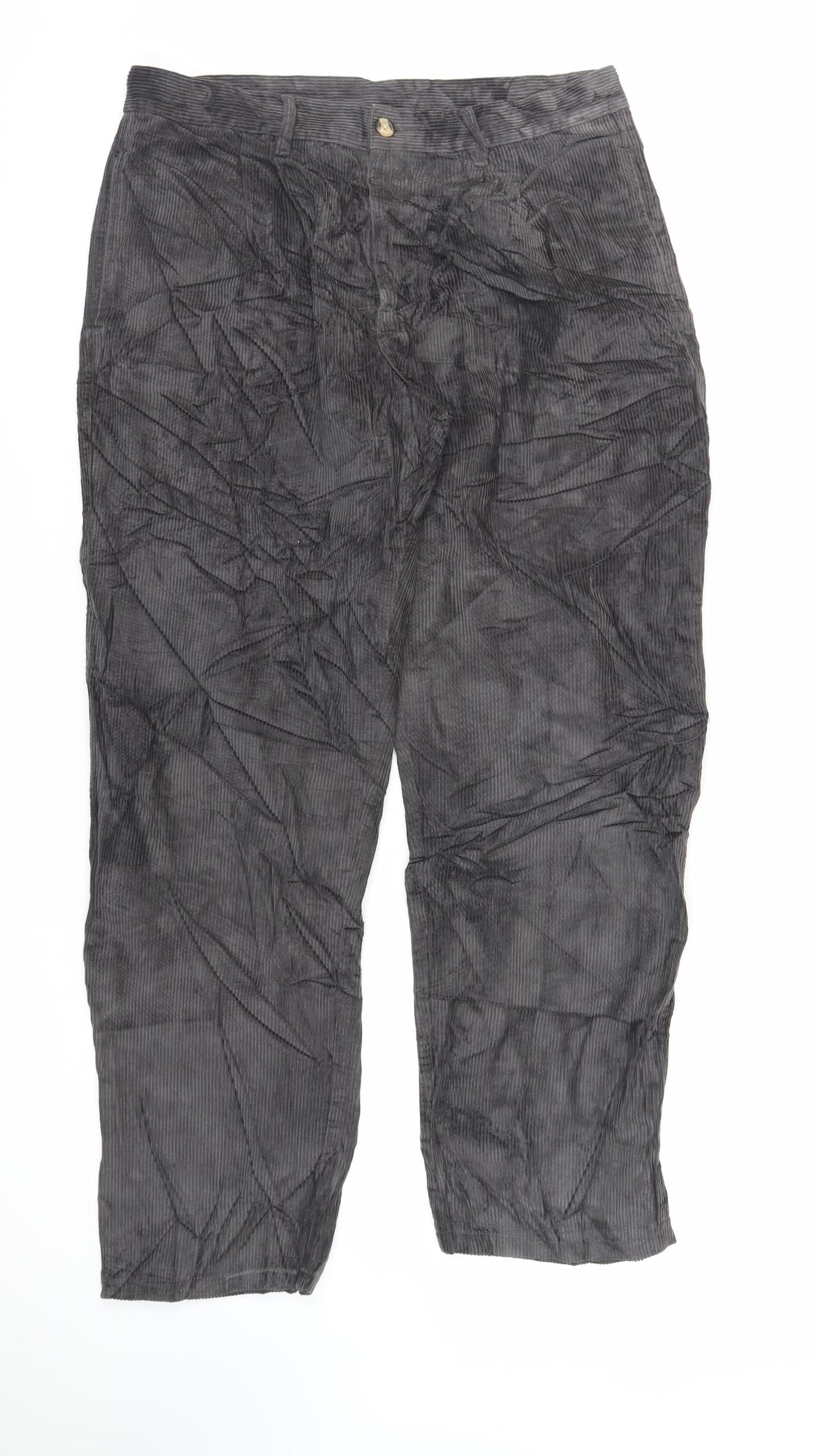 Cotton Traders Womens Grey Cotton Trousers Size 34 L29 in Regular Zip - Vintage