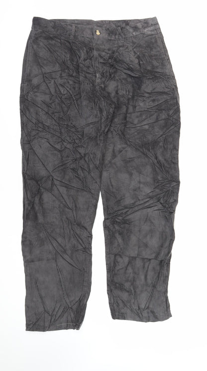 Cotton Traders Womens Grey Cotton Trousers Size 34 L29 in Regular Zip - Vintage