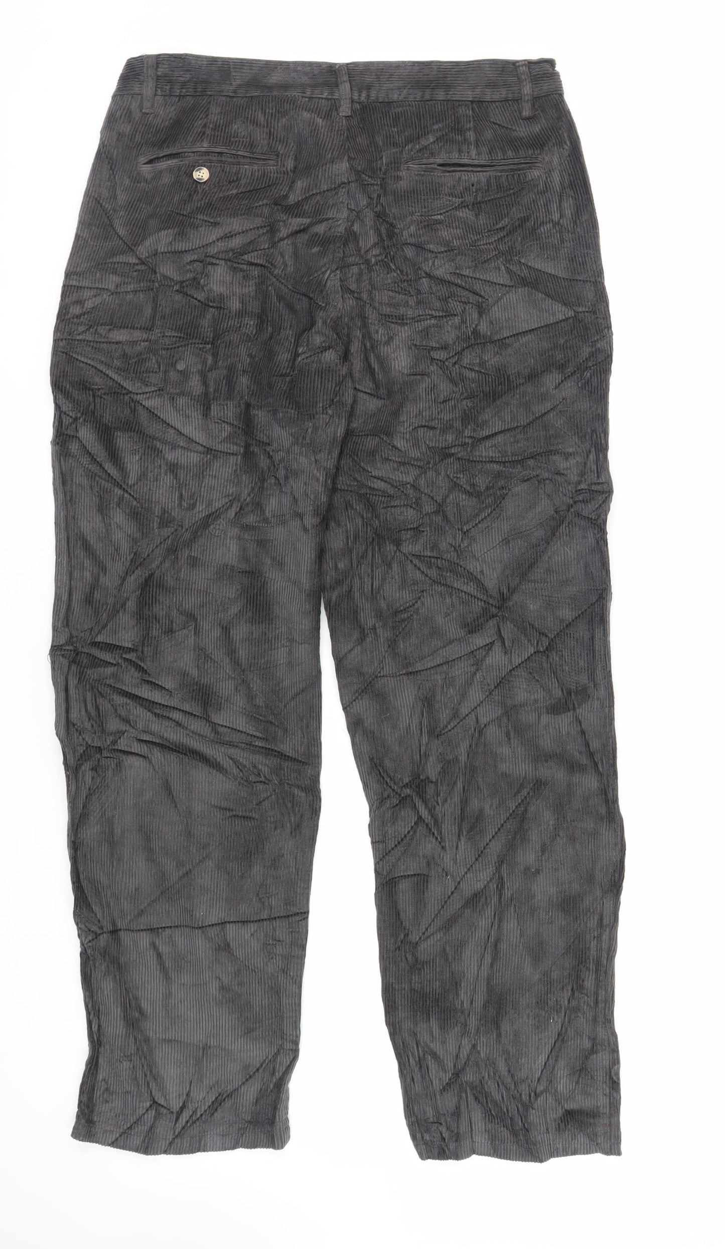 Cotton Traders Womens Grey Cotton Trousers Size 34 L29 in Regular Zip - Vintage