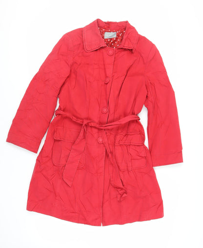 Per Una Womens Red Trench Coat Coat Size 14 Button - Belted