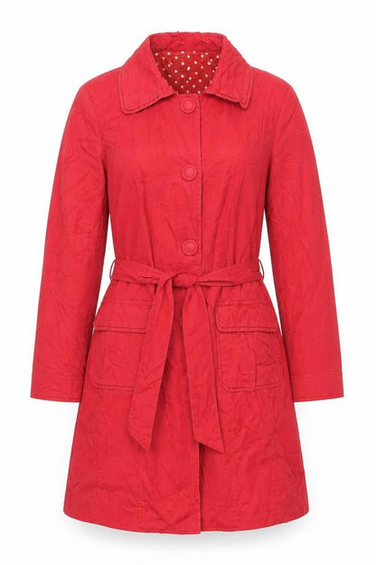 Per Una Womens Red Trench Coat Coat Size 14 Button - Belted