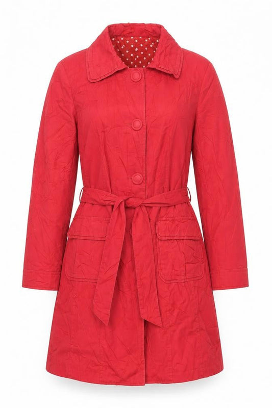 Per Una Womens Red Trench Coat Coat Size 14 Button - Belted