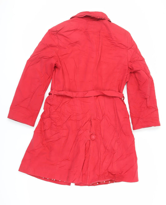 Per Una Womens Red Trench Coat Coat Size 14 Button - Belted