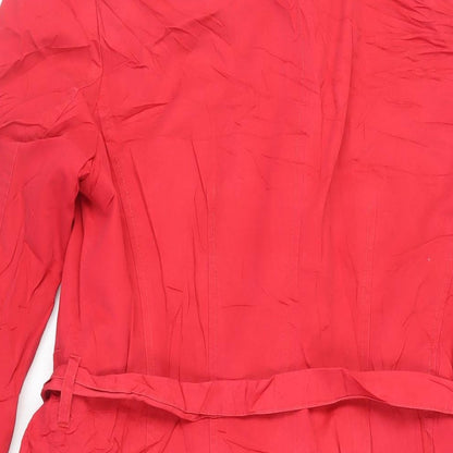 Per Una Womens Red Trench Coat Coat Size 14 Button - Belted