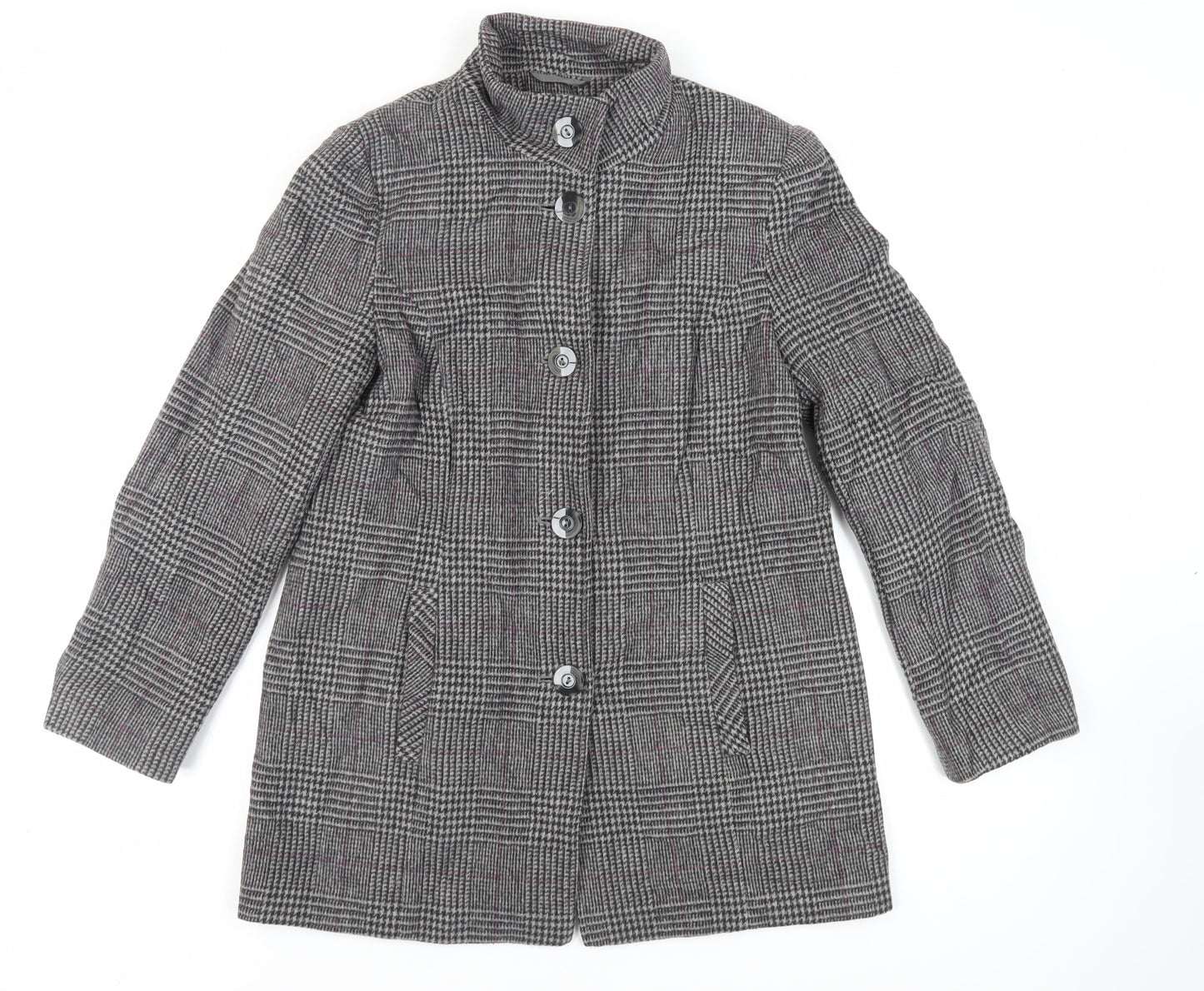 Classics Womens Grey Plaid Jacket Blazer Size 10 Button