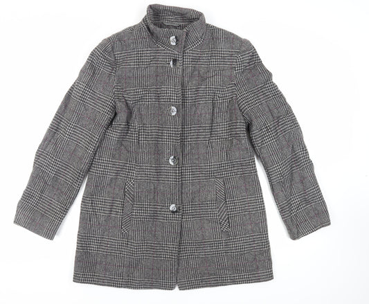 Classics Womens Grey Plaid Jacket Blazer Size 10 Button